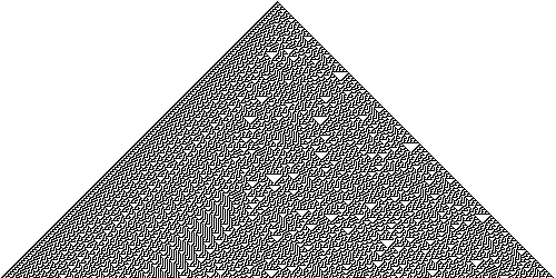 An image showing the temporal evolution of Rule 30